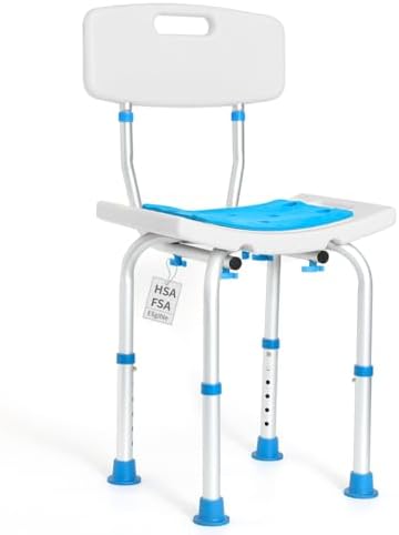Adjustable Shower Chair with Back, HSA/FSA Eligible Shower Stool for Inside Shower, Tool-Free Shower Seat for Inside Shower, Waterproof Shower Chair for Inside Bathtub for Elderly/Handicap by SOUHEILO