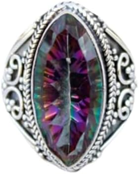 Solid 925 Sterling Silver Ring For Women & Girls, Mystic Quartz Ring Gemstone Unique Handcrafted Ring