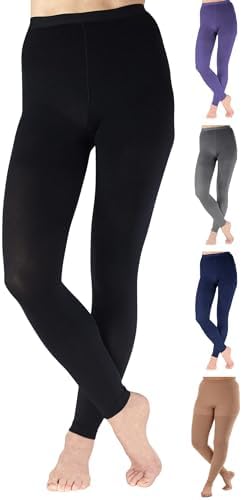 Compression Leggings for Women Circulation 20-30mmHg - Opaque Footless Support Stockings for Post Surgery Recovery, Edema, Diabetic, Leg Pain - Black, Small - A717BL1