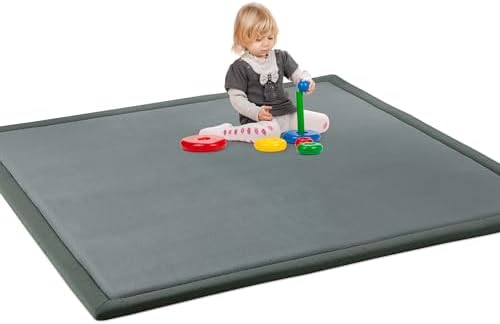 HOMBYS 1.2-Inch Thick Play Mat for Playpen 50x50, Memory Foam Baby Play Carpet Mat with Non-Slip Backing for Kids Toddler Crawling and Play, Super Soft Velvet Playmat for Nusery
