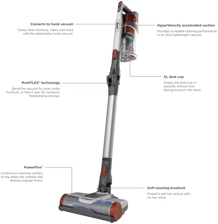 Shark Pet Pro Cordless Stick Vacuum with MultiFLEX, HEPA Filter, Lightweight, Powerful Suction, 40min Runtime, Removable Hand Vacuum, Includes Crevice Tool & Dusting Brush, UZ351H