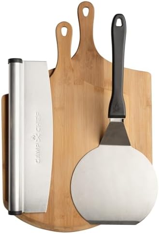 Camp Chef Pizza Accessories Kit - Includes 2 Pizza Peel, 1 Pizza Spatula & 1 Rocking Pizza Cutter - Premium Pizza Kit for Indoor or Outdoor Cooking