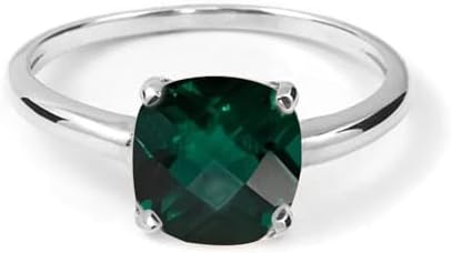925 Sterling Silver Rings for Women - Cushion Gemstone Ring - Anniversary, Engagement, Wedding Ring - Eye Catching Christmas Gift
