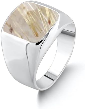 Solid 925 Sterling Silver Cushion Shape Gemstone Men Signet Ring, Beautiful Handcrafted Christmas Gift for Fathers, Son, Boyfriend, Friend