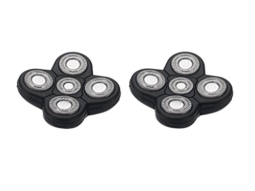 Men Electric Shavers Replacement Heads 5 in 1 Razor Replaceable Alternate Floating Washable Blade Trimmers Head (Black-2pcs)