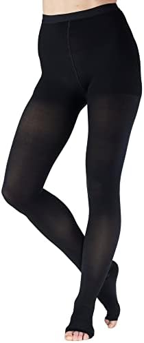 ABSOLUTE SUPPORT Opaque Compression Pantyhose for Women 20-30mmHg - Graduated Compression Tights with Open Toe for Varicose Veins Circulation, Pregnancy, Edema, Leg Pain - Black, 6X-Large - A214BL9