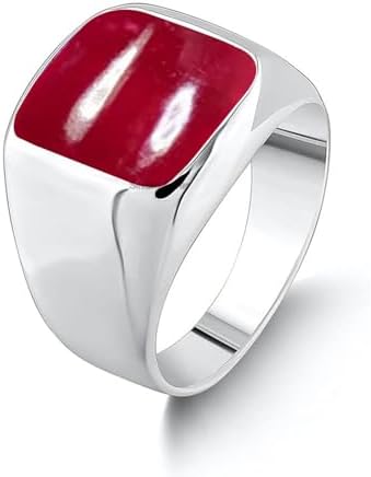 Solid 925 Sterling Silver Cushion Shape Gemstone Men Signet Ring, Beautiful Handcrafted Christmas Gift for Fathers, Son, Boyfriend, Friend
