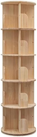 Rotating Bookshelf, 360 Display 5 Tier Floor Standing Bookcase Storage Rack for Kids&Adult, Wood Narrow Book Shelf Organizer for Bedroom, Living Room, Study Room(63 * 17.32 * 17.32inch)