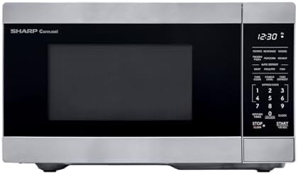 SHARP Compact Countertop Microwave Oven with Removable 10" Carousel Turntable, 700 Watt, 0.7 Cubic Feet, Stainless Steel