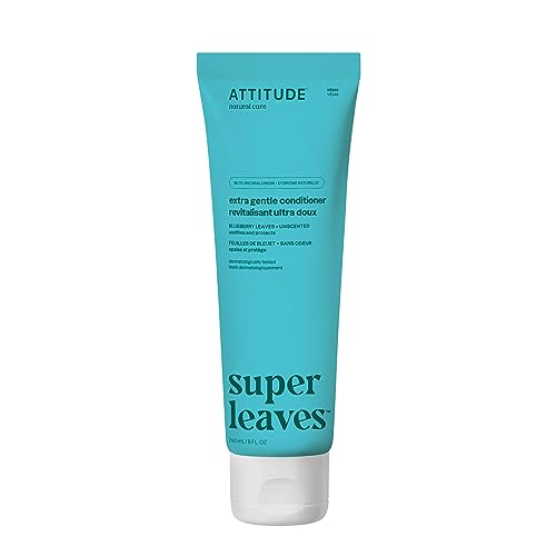 ATTITUDE Extra Gentle Hair Conditioner, Soothes Dry Scalp, Naturally Derived Ingredients, Vegan Detangler, Dermatologically Tested, Unscented, 8 Fl Oz