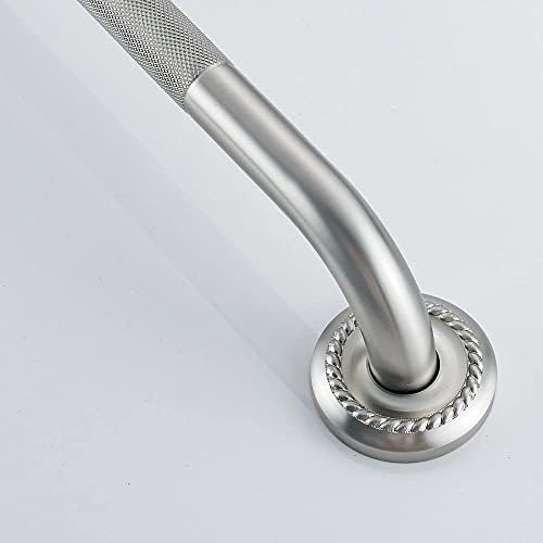 Anti Slip Shower Grab Bar, 16-Inch Toilet Textured Sturdy Hand Rail, Stylish Bathroom Armrest, Brushed Nickel Finish, Multi Function Assist Handle