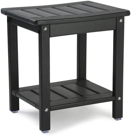 Shower Chair,HDPE Shower Bench for Inside Shower to Sit On It, Shower Stool with Storage Shelf 2-Tier Spa Stool for Elderly,Water Resistant & Non-Slip Design Shower Seat Bench (Black S Size)