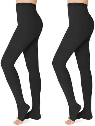 20 - 30mmHg Compression Pantyhose,1 Pair or 2 Pairs Comfortable Compression Leggings,Open Toe Design,Medical Waist High Compression Stockings for Edema, Varicose Veins, Swelling, Pregnant,Nurses, Athletes(Open Toe)