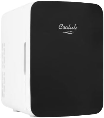 Cooluli 10L Mini Fridge for Bedroom, Car, Office Desk & Dorm - Portable Thermoelectric Cooler & Warmer for Food, Drinks, Skincare - AC/DC Refrigerator with Glass Front, Black