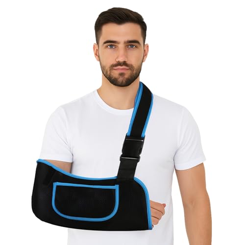 Arm Sling, Lightweight & Breathable Medical Sling with Adjustable Shoulder Strap, Shoulder Mesh Immobilizer Slings for Elbow Injury/Torn Rotator Cuff/Wrist Injury/Surgery, Right or Left, Women or Men