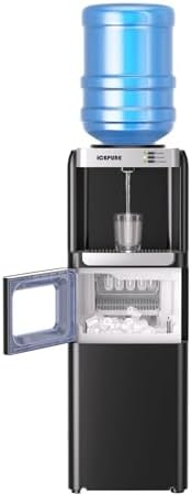 ICEPURE 3-in-1 Water Dispenser with Built-in Ice Maker, Water Cooler Dispenser for 5 Gallon Bottle Top Loading, Hot and Cold Water Dispenser with Child Lock for Home and Office, 33lbs/24H