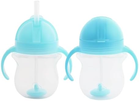 Munchkin Click Lock 7 Ounce Weighted Flexi-Straw Cup (2 Count, Blue/Blue)