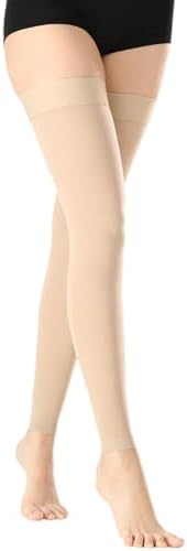 Footless Thigh High 20-30 mmHg Compression Stockings for Women & Men Circulation with Silicone Dot Band,Firm Support Graduated Compression Hose Socks for Medical,Athletic,Travel Use