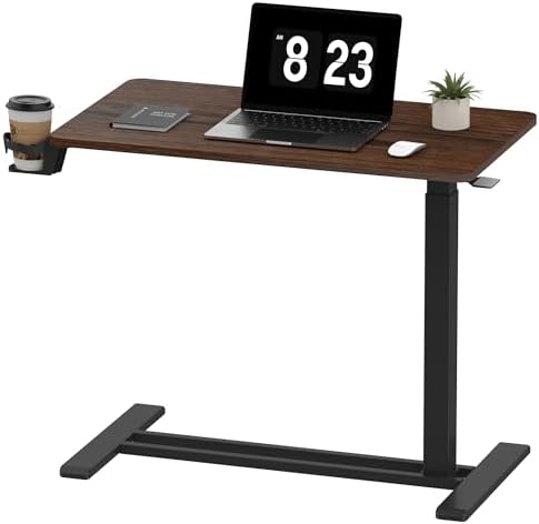 FLEXISPOT Adjustable C Table with Wheels, Mobile Snack Side End Table Sofa Couch Bedside Table Laptop Rolling Cart TV Tray Night Stand for Small Space Side Table(31.5" W x 17.7" D,Rustic Brown)