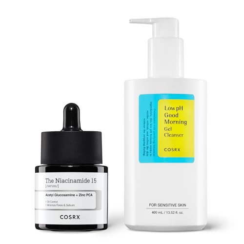 COSRX Post Acne Care for Sensitive Skin- Niacinamide 15% Face Serum & Low pH Gel Cleanser, Korean Skin Care