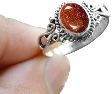 Elegance in Every Detail: Handmade 925 Sterling Silver Rings with 6x8 Oval Natural Gemstones (US Ring size 4, Amethyst)
