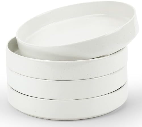 famiware Nebula Pasta Bowls for 4, 8.75 inch Salad Bowl Sets, Large Wide Bowls for Serving Dinner, White