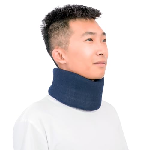 Neck Braces for Neck Pain and Support High-Density Comfort Cervical Collar for Vertebrae Stable and Aligned, Relieve Injury Spine Pressure – Neck Brace for Women & Men Sleeping, Working, Posture (Blue, Large Plus)