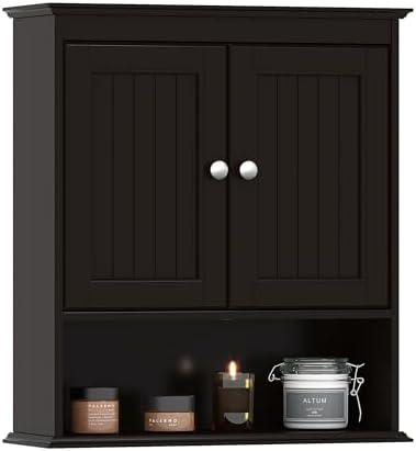 Spirich Bathroom Cabinet Wall Mounted, Wood Hanging Cabinets with Doors and Shelves, Medicine Cabinet Over The Toilet, Espresso