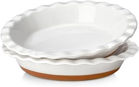 MALACASA Ceramic Pie Pan Set of 2-9 Inch Quiche Baking Dish Nonstick Pie Plate, Deep Dish Scratch-Resistant Pie Pan for Apple Pie Pot Pie, Series TARA