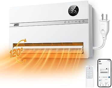 Dreo Wall-Mounted Heater, Smart Space Heater for Bedroom with Dreo FortPlug Overheat Protection, 120° Vertical Oscillation, Thermostat, 24H Timer, 1500W Electric Heater for Indoor, WH729S
