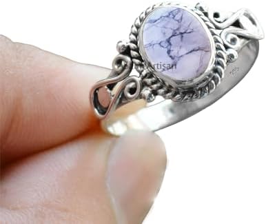 Elegance in Every Detail: Handmade 925 Sterling Silver Rings with 6x8 Oval Natural Gemstones (US Ring size 4, Amethyst)