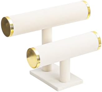 2 Tier Bracelet Holder Stand, Bangle Watches Display, Velvet Bracelet Jewelry Storage Organizer Rack, Hairband Scrunchie Show Tower Shop Selling or Home Use (Beige)