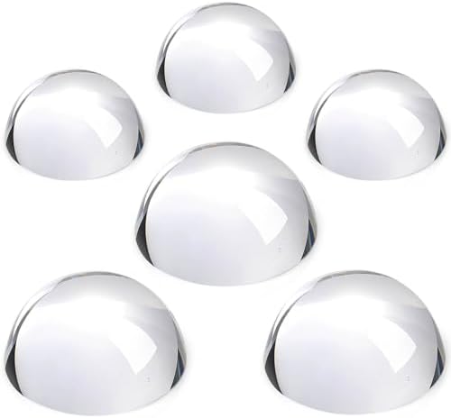 6 Pcs 6 Pcs Crystal Dome Magnifier Paperweights Glass Paperweight Reading Magnifying Glass Clear Optical Half Ball Lens for Office Desk Home Gift (1.97 Inch and 2.76 Inch)
