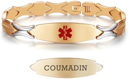 LinnaLove 7 1/2 inch Medical Alert Bracelets for women Stainless Steel Fashion Medical Bracelets Personalized Engraving