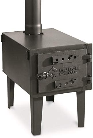 Guide Gear Outdoor Wood Burning Stove; Portable with Chimney Pipe for Cooking and Camping