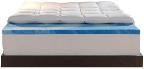 Sleep Innovations Dual Layer 4 Inch Memory Foam Mattress Topper, California King Size, Medium Support, 2 Inch Cooling Gel Memory Foam Plus 2 Inch Pillow Top Cover