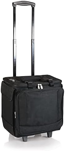LEGACY - a Picnic Time Brand Bodega Rolling Wine Cooler, Insulated 12-Bottle Tote with Integrated Trolley and Luggage, (Black)