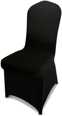 LIUJIAYI 100 Pcs Black Stretch Chair Covers - Premium Polyester Spandex Slipcovers for Wedding, Party, Banquet, Dining & Event Chairs