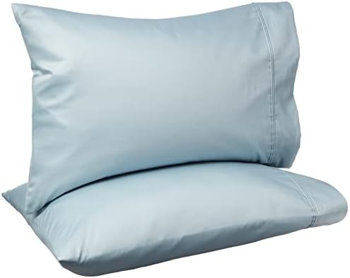 Amazon Basics 400 Thread Count Cotton Pillow Case, Standard, Set of 2, 30" L x 20" W, Smoke Blue