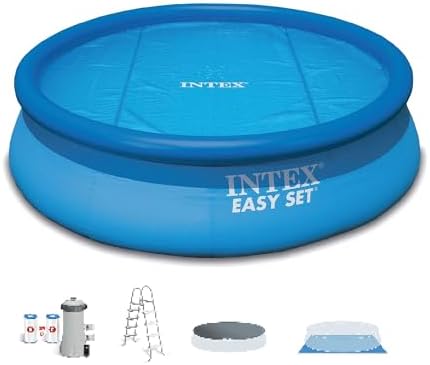 Intex 15ft x 48in Easy Set Above Ground Inflatable Pool w/Pump and Solar Cover