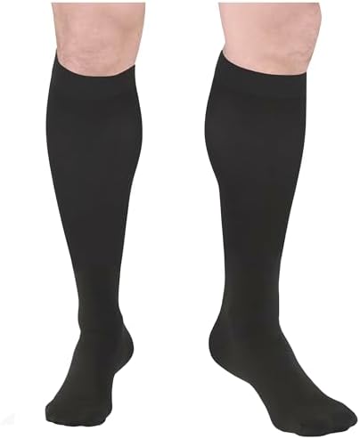 Truform Surgical Stockings, 18 mmHg Compression for Men and Women, Knee High Length, Closed Toe, Black, Medium