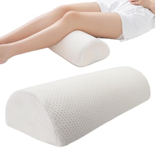 Half Moon Bolster Knee Pillow, Back Pain Relief Memory Foam Leg Pillow, Semi Roll Round Lumbar Leg Wedge for Side Sleepers - Reducing Head Neck Spine Hip Pressure - M