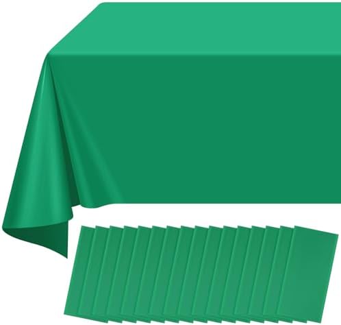 16 Pack Green Plastic Tablecloth for Rectangle Tables, Premium Decorative Green Disposable Table Cloths for Parties, Rectangle Party Table Cover for Birthday Anniversary Graduation Picnic, 54x108 Inch