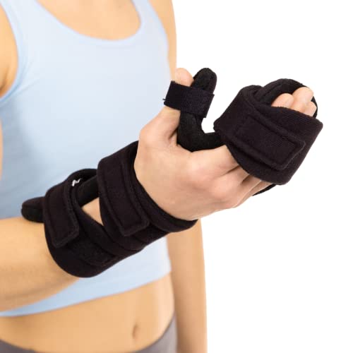 BraceAbility Soft Resting Hand Splint - Stroke Brace Right or Left Hand Immobilizer for Finger Contractures, Post-Surgery Recovery, Carpal Tunnel Syndrome, Ulnar Nerve Damage Relief (L - Right)