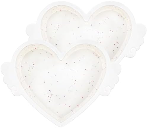 8 Inch Heart Shaped Cake Pans with Metal Reinforced Frame Nonstick Silicone Heart Cake Molds for Baking Set of 2 (Cream)