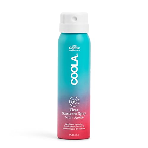 COOLA Organic Sunscreen SPF 50 Sunblock Spray, Dermatologist Tested Skin Care for Daily Protection, Vegan and Gluten Free, Guava Mango