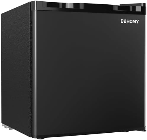 EUHOMY 1.7 Cu.Ft Mini Fridge with Freezer, Reversible Single Door Compact Refrigerator, Adjustable Thermostat, Energy Saving, Mini Fridge for Bedroom, Office, Dorm, Black