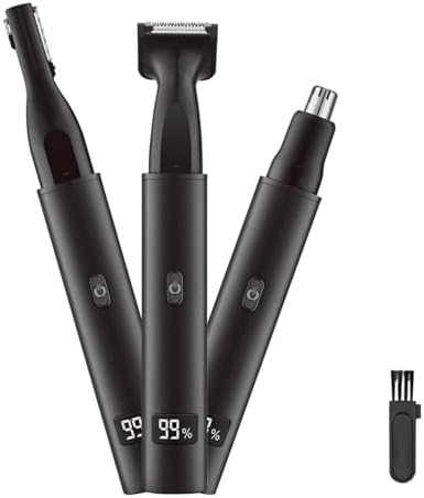 Nose and Ear Hair Trimmer for Men - Rechargeable Eyebrow Face Shaver - Nasal Hair Clippers 3 in 1 Painless Eye Brow Facial Hair Beard Razor for Sideburns Dual-edge Blades 6500 RPM Easy Cleansing