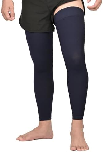 KEKING Full Leg Compression Sleeves, Unisex, Thigh High Compression Stocking 20-30mmHg Graduated Support for Thigh Calf Knee, Running, Basketball, Reduce Varicose Veins and Swelling, Navy Blue XL
