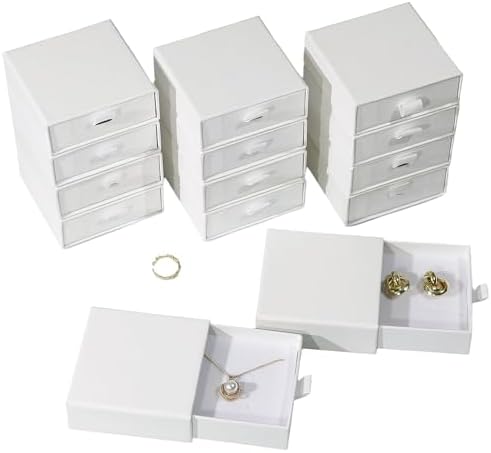 40Pcs White Small Jewelry Boxes 3.54×3.54×1.26in Cardboard Jewelry Gift Boxes Jewelry Packaging for Small Business for Necklace Ring Bracelet Earring Display Box